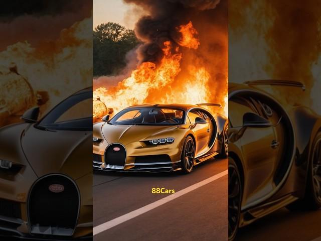 €5.5 M Gold Bugatti Chiron on Fire in Road and Crash accident