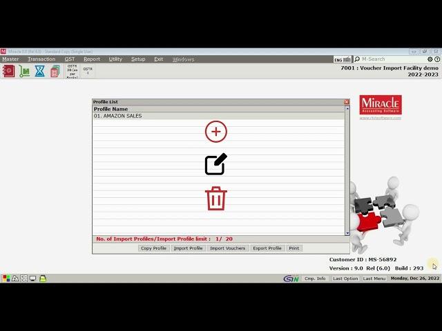 Voucher Import Facility in Miracle Accounting Software 1080p