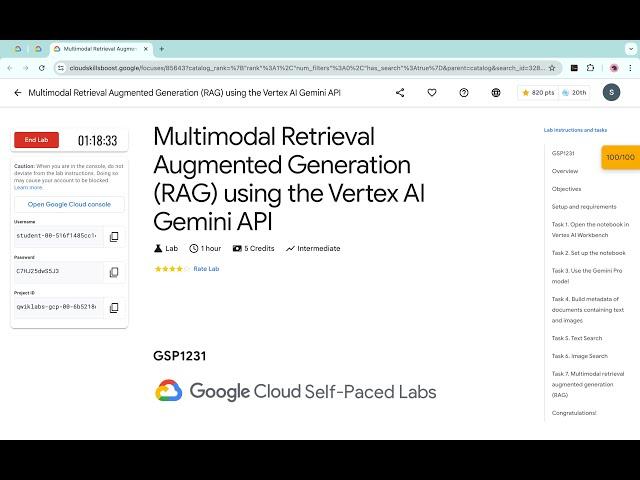 Multimodal Retrieval Augmented Generation (RAG) using the Vertex AI Gemini API  #qwiklabs  #GSP1231