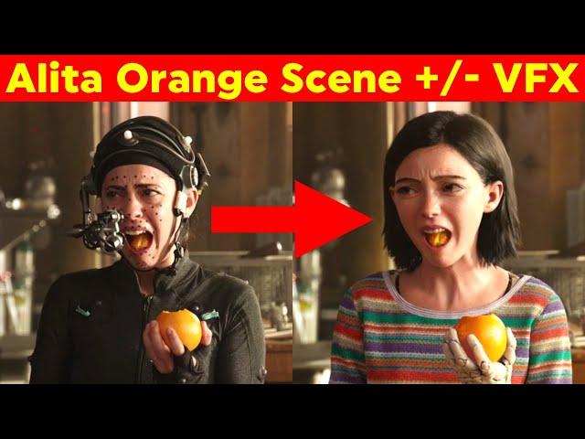 Alita Eating Orange Scene + BTS Before/After VFX Scene Deconstruction + Rosa Salazar Eating Orange