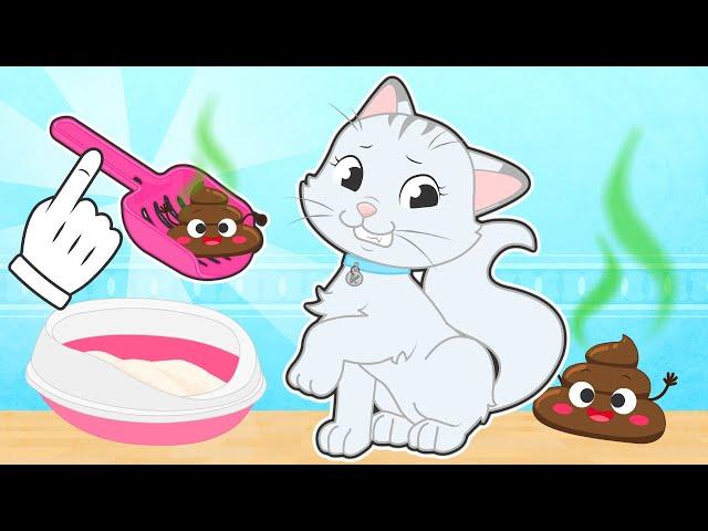 BABY PETS  Kitty Kira learns how to poo in the litter box