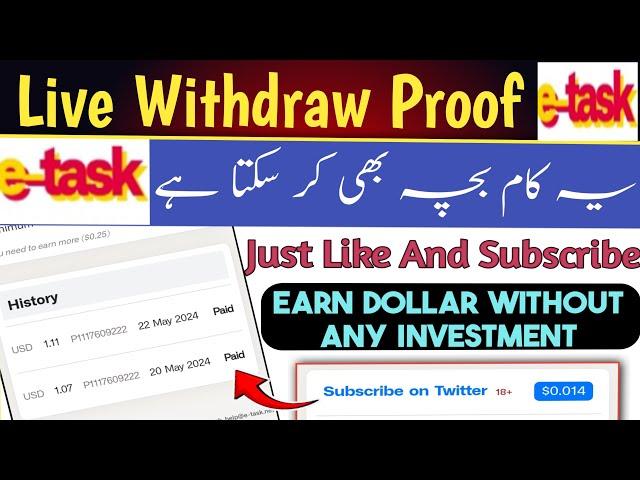 Live Withdraw | Real Earning Website | E-task.net payment proof | E task Withdrawal