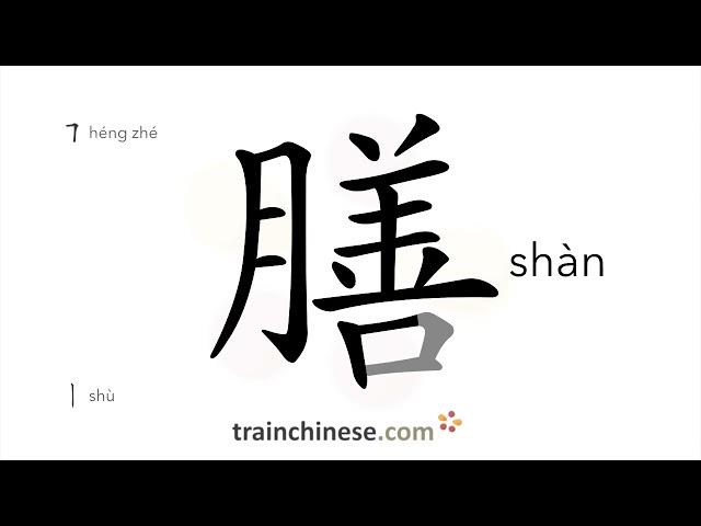 How to write 膳 (shàn) – meal – stroke order, radical, examples and spoken audio