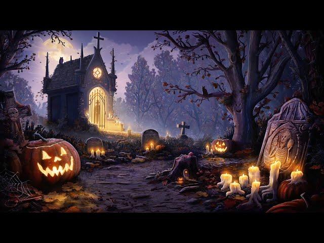 Haunted Graveyard Halloween Ambience with Spooky and Relaxing Sounds