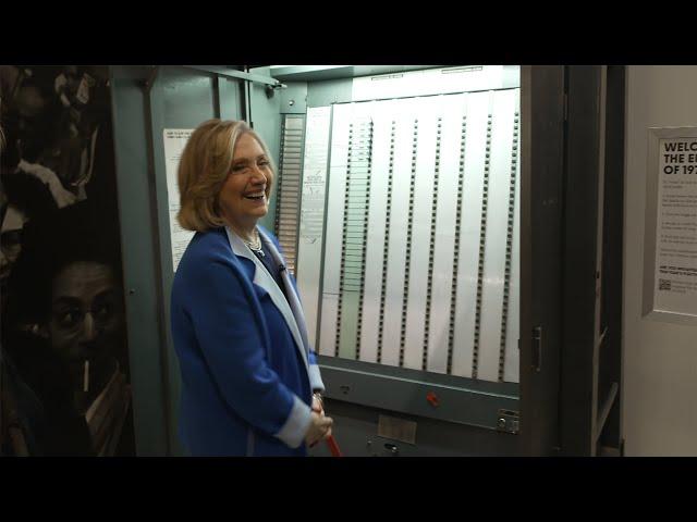 Hillary Clinton at the voting machine