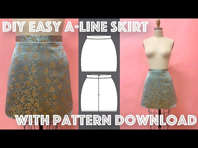 DIY A-line Skirt Tutorial With Pattern Easy For Beginners | Sew Anastasia