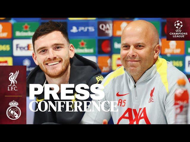 UEFA Champions League Press Conference | Andy Robertson & Arne Slot | Liverpool vs Real Madrid