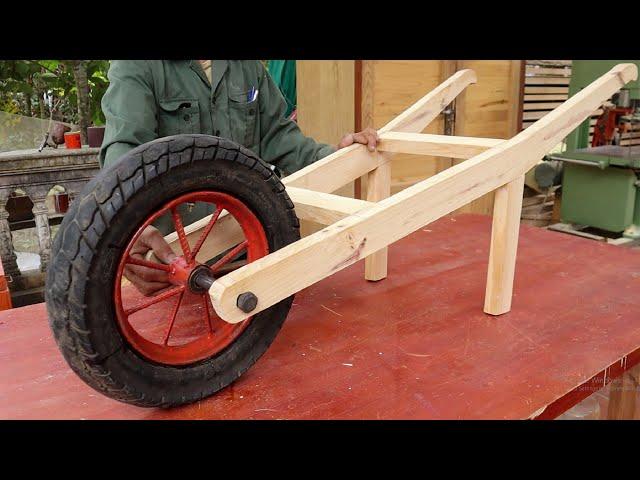 Woodworking Project Combined With Old Moto Wheel // How To Make The Easiest wheelbarrow - DIY