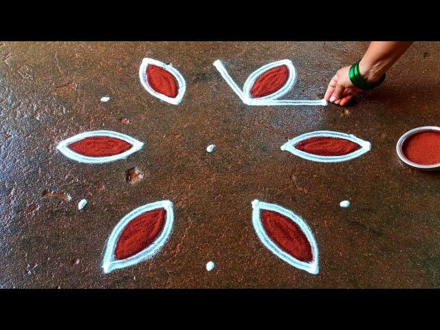 Aadivelli special flowers kolam|5*3 simple pandaga muggulu|Beautiful rangoli|Super rangoli