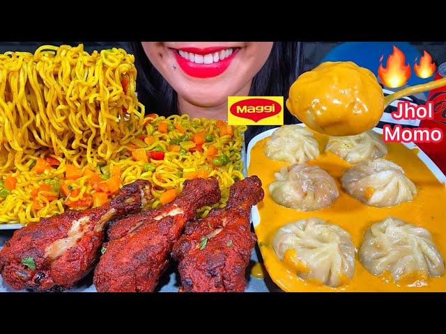 ASMR MAGGI MASALA, JHOL MOMO, TANDOORI CHICKEN MUKBANG MASSIVE Eating Sounds