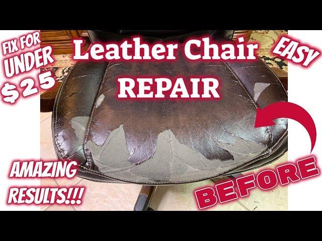 LEATHER Chair REPAIR Before and After | FIX LEATHER for UNDER $25