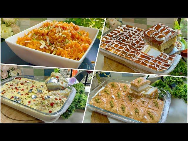 লোভনীয় স্বাদের ৪ টি রেসিপি একসাথে | Gajar Ka Halwa,Eid Special Shahi Tukda Recipe,Turkish Milk Cake