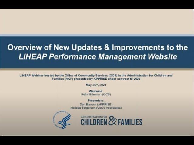 Overview of New Updates and Improvements to the LIHEAP Performance Management Website