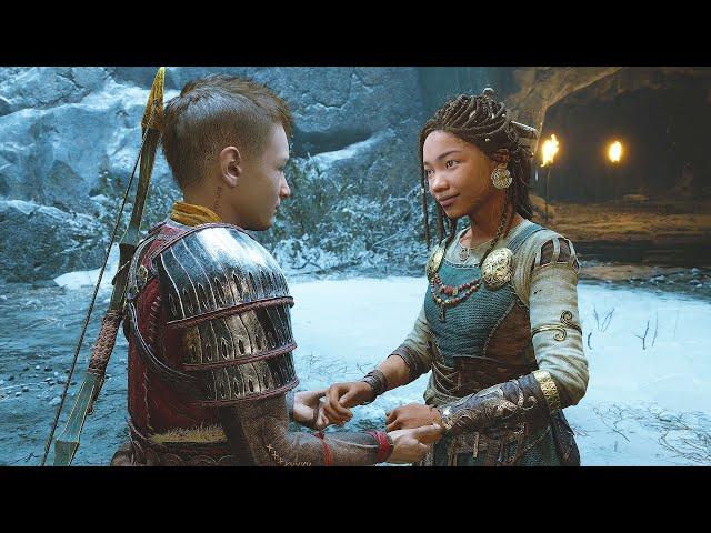 God of War Ragnarok - Atreus gets a girlfriend (Angrboda Scenes)