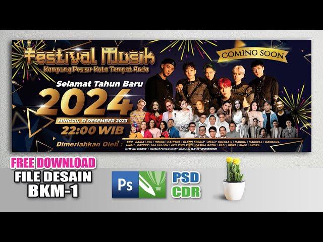 Desain Banner Tahun Baru 2024, Spanduk Tahun Baru 2024, Backdrop Konser Musik Tahun Baru 2024 | FREE