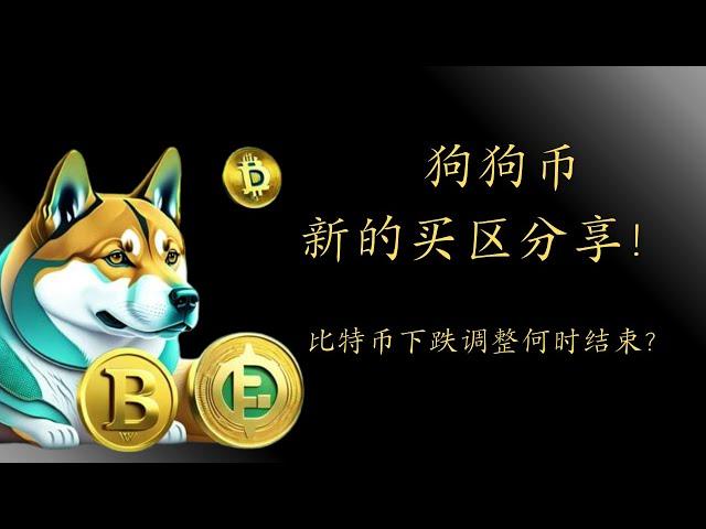 狗狗币 doge币 以太坊 ETF 比特币 BTC 区块链 加密货币 最新行情走势分析，狗狗币新的买区分享！比特币继续跌破！下跌调整合适结束？