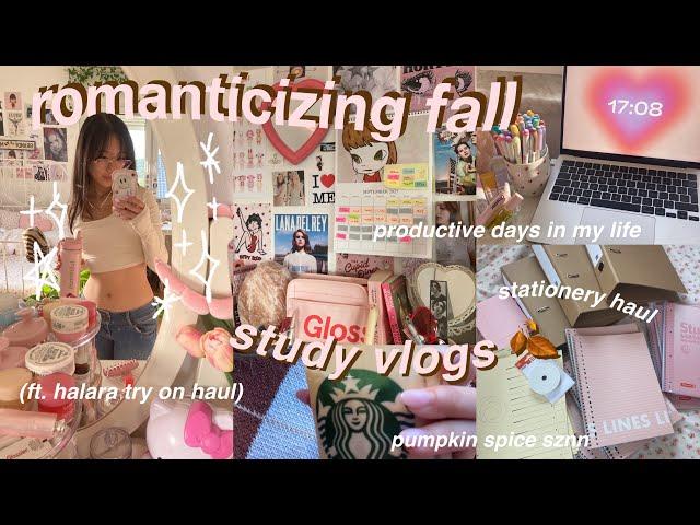 🩰 romanticising school + autumn/ fall | study with me, aesthetic vlogs, ft. halara haul