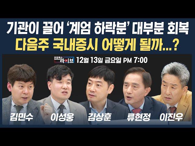 [19시 생방송] 4일 연속 반등세 보이는 국내증시...다음주는 과연? (김상훈, 류현정, 김민수, 이성웅) | 인포맥스라이브 241213