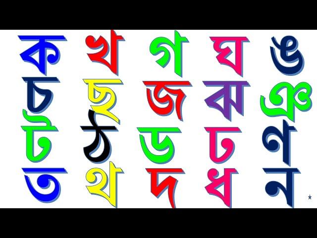 ক, খ, গ, ঘ, ঙ, চ, ছ, জ, ঝ, ঞ, ট, ঠ, ড, ঢ, ণ, ত, থ, দ, ধ, ন, প, ফ, ব, ভ, ম, য, র, ল, শ, ষ, স, হ, ড়