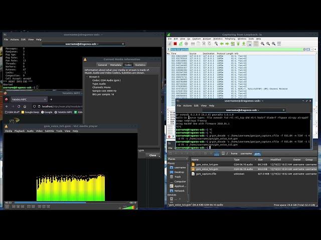 Decoding Unencrypted GSM Voice Traffic Brief Demonstration (YateBTS 2G Test Network)