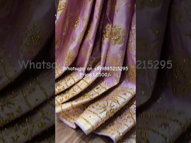SKU: ARNG-2735 "The Powder Pink" Premium Banarasi Silk Saree||Golden Zari||Crystals|Acrylic Stones