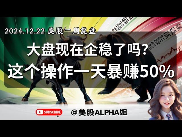 【美股Alpha姐】2024.12.22 一周美股复盘｜大盘站稳了吗？下周关键点位&走势分析｜这个操作让我一天暴赚50%