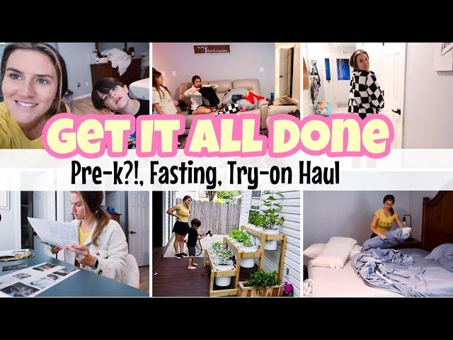 BUSY MOM GET IT ALL DONE | PRE-K, 24 HR FAST, VISION BOARD + TRY ON HAUL | MOM OF 4 VLOG