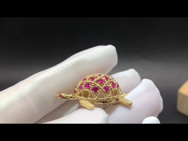 Cartier 18k Yellow Gold and Ruby Turtle Pin Brooch