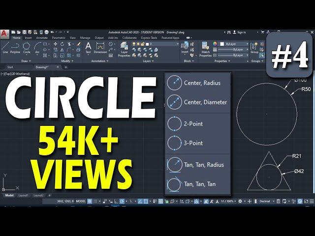 #4 | CIRCLE | Radius, diameter, 2p, 3p, TTR, TTT | AutoCAD FULL TUTORIAL @DeepakVerma_dp