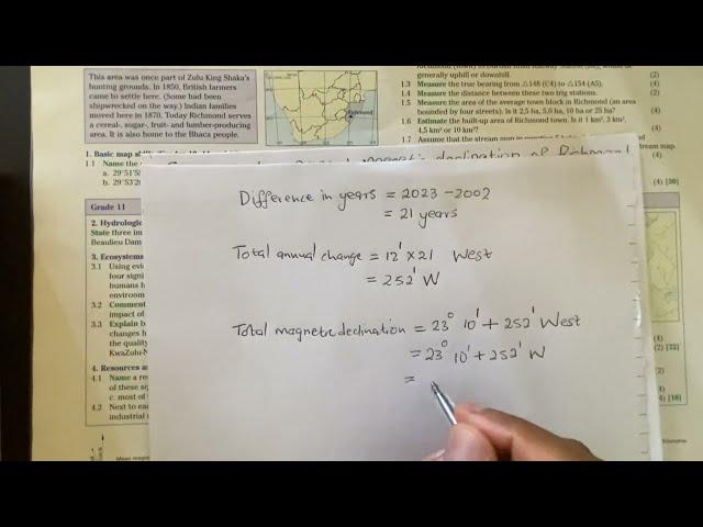 Geography Mapwork: How to calculate magnetic declination