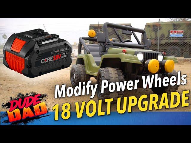 EASY - How To Modify 12 Volt Power Wheels To 18 Volt power tools battery. Jeep 18 Volt Upgrade