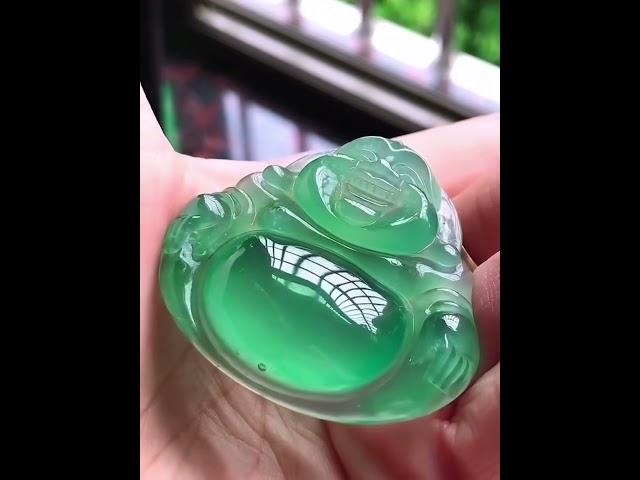 湖水绿翡翠大肚佛#翡翠成品 #缅甸翡翠 #Jade