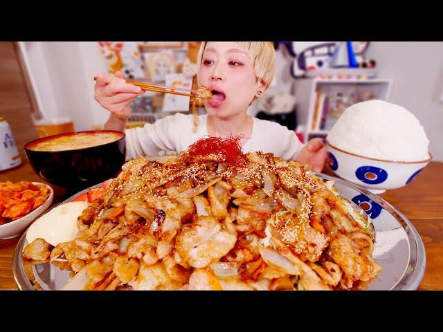 【大食い】今日の夜は焼肉定食。ラーメン屋さんで出てくるヤツってかんじの。【モッパン】【MUKBANG】