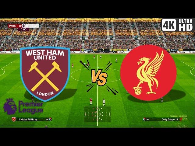 LIVE : West Ham United F.C. Vs Liverpool F.C | Premier League 24/25 PES Game Simulation|