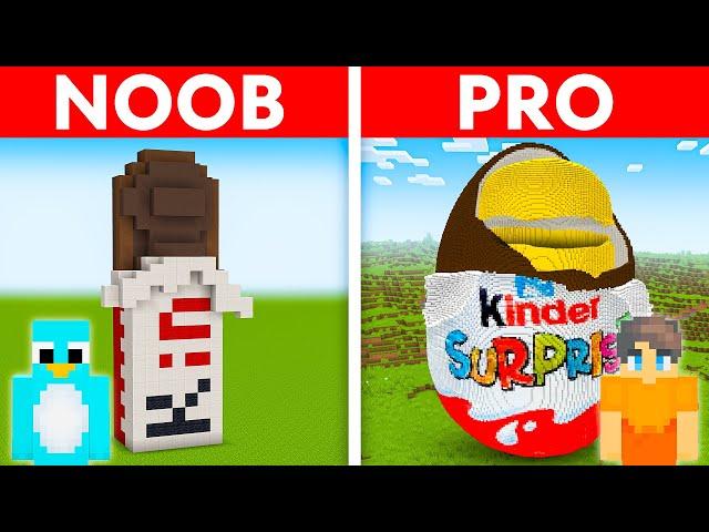 NOOB vs PRO: KINDER CHOCOLATE House Build Challenge in Minecraft