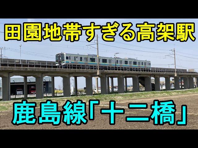 【水田にポツンと高架駅】鹿島線「十二橋」駅の秘境感がすごい！