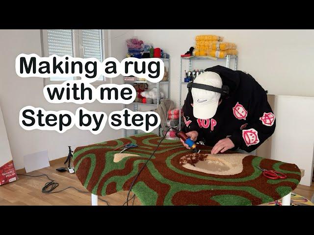 Making tufted rug with me | step by step. Tufting, gluing, trimming