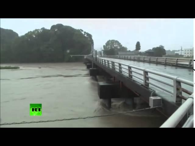 POWERFUL typhoon CAUSES  flooding in JAPAN