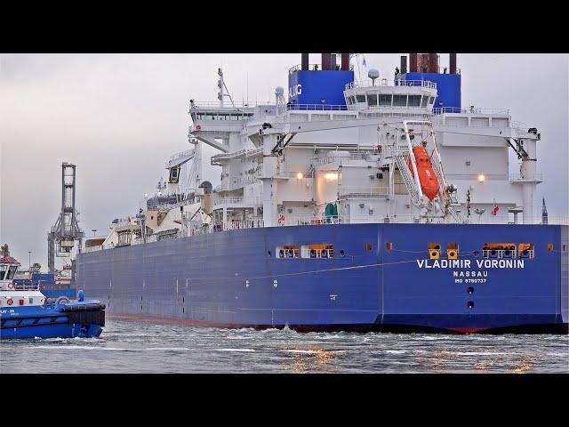 RUSSIAN LNG ARRIVES ON MASSIVE LNG TANKER AT THE PORT OF ROTTERDAM - 4K SHIPSPOTTING APRIL 2024