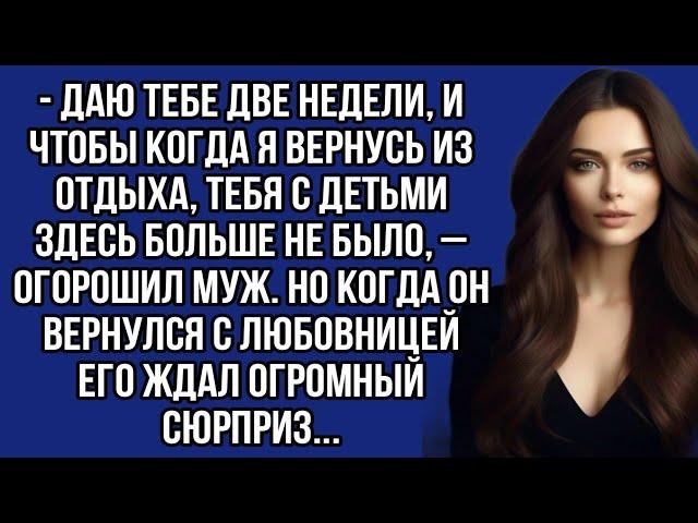 -Даю тебе две недели, и чтобы когда я вернусь из отдыха, тебя с детьми больше не было,–огорошил муж.