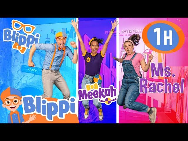 Blippi, Meekah, and Ms. Rachel's Playdate CHALLENGE! Who Can Have the Most Fun? + More