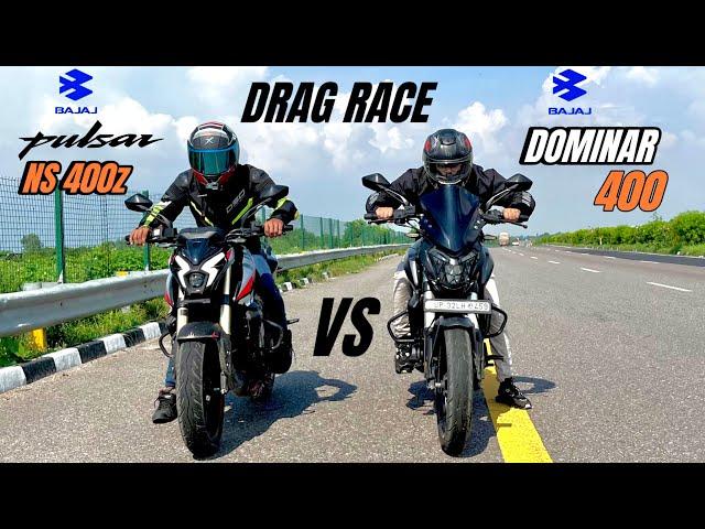 bajaj pulsar ns 400z vs bajaj dominar 400 | drag race | thougest battle 