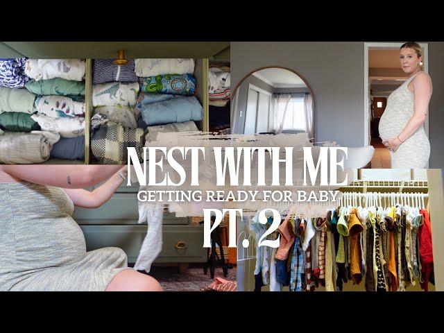 NESTING VLOG PT 2 🪺 lots of baby laundry & more nursery organization | prepping for first baby!