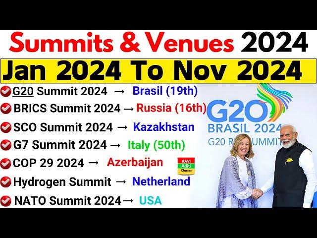 Summits 2024 Current Affairs | Summits, Venue, Theme | Important Summits & Conferences 2024