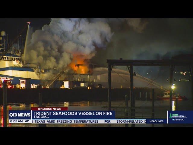 Trident Seafoods fishing vessel on fire in Port of Tacoma