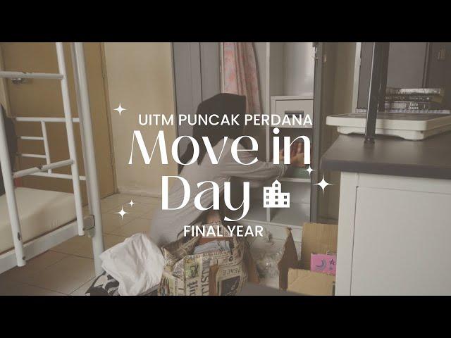 MOVING VLOG: college move-in day, getting key, room tour, unpack, final year | UiTM Puncak Perdana
