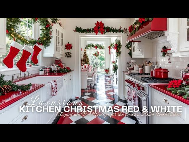 Luxurious Kitchen Christmas Red and White: Elegant and Bold Design for the Season 2024 Decor Ideas