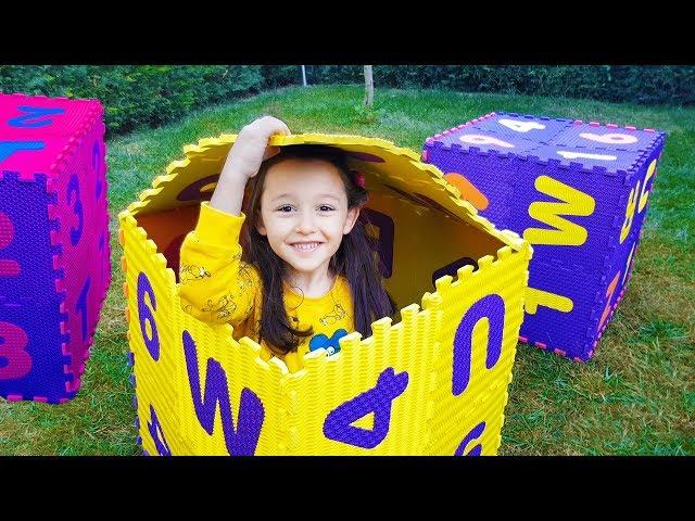 ÖYKÜ and DAD Play Hide and Seek, with colorful Magic Latter boxes