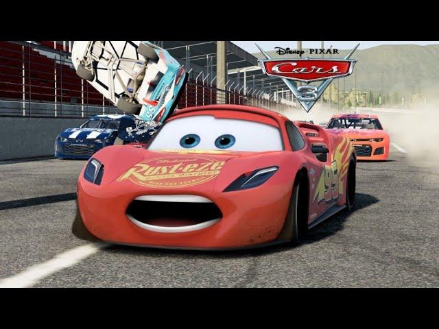 Cars 3: Florida 500 Full Crash | Deleted Scene Remake | BeamNG.drive