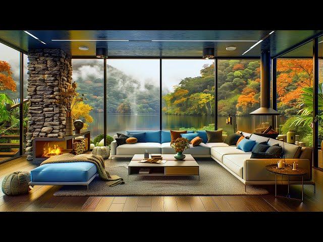 Escape Autumn Lakeside Jazz  - Cozy Cabin Ambiance with Smooth Jazz for Relaxation and Tranquility 